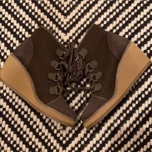 Army green lace up booties